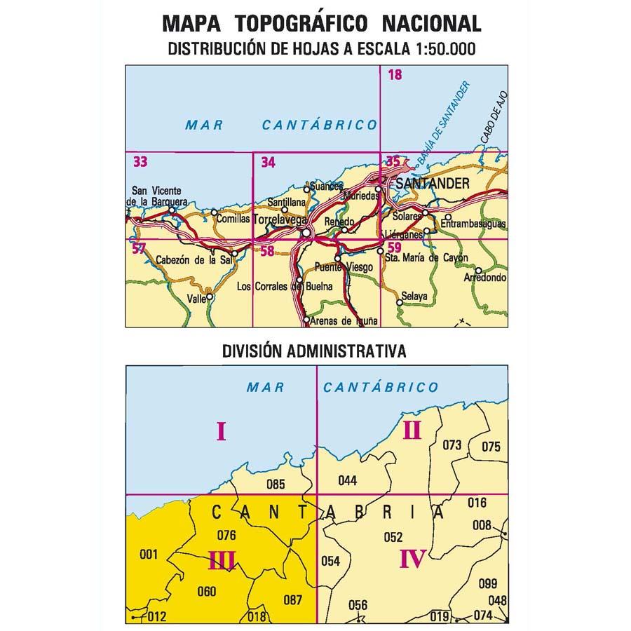 Carte topographique de l'Espagne - Torrelavega, n° 0034.3 | CNIG - 1/25 000 carte pliée CNIG 