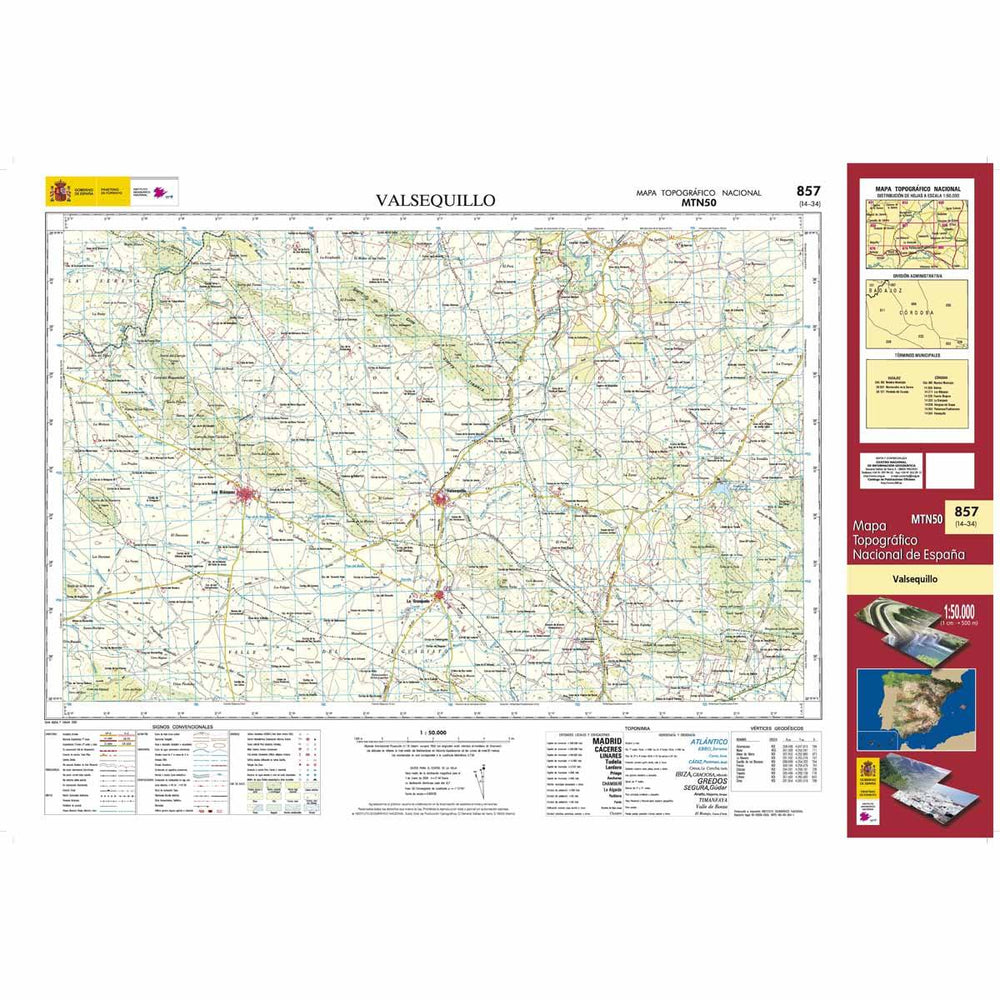 Carte topographique de l'Espagne - Valsequillo, n° 0857 | CNIG - 1/50 000 carte pliée CNIG 