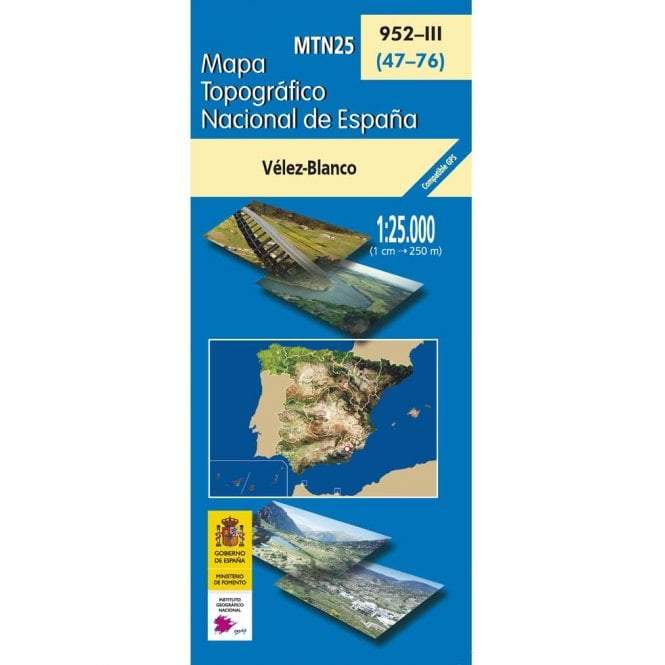 Carte topographique de l'Espagne - Vélez-Blanco, n° 0952.3 | CNIG - 1/25 000 carte pliée CNIG 