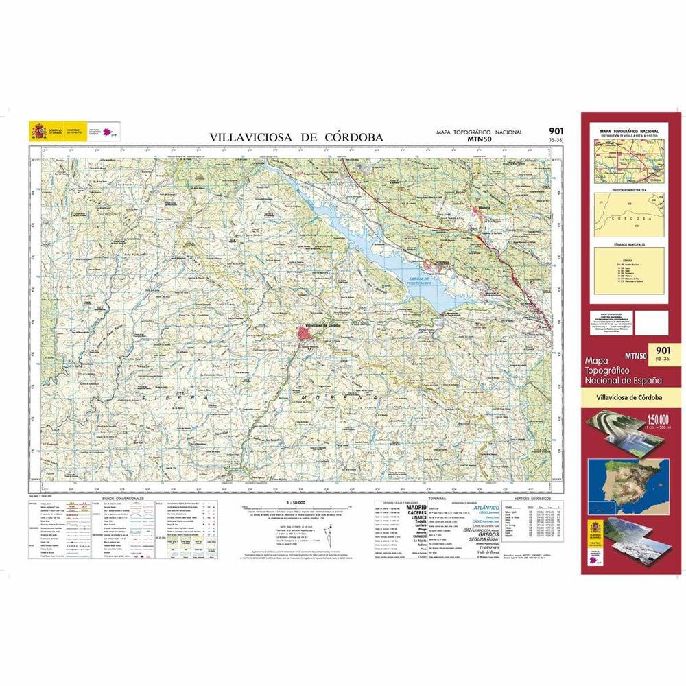 Carte topographique de l'Espagne - Villaviciosa de Córdoba, n° 0901 | CNIG - 1/50 000 carte pliée CNIG 