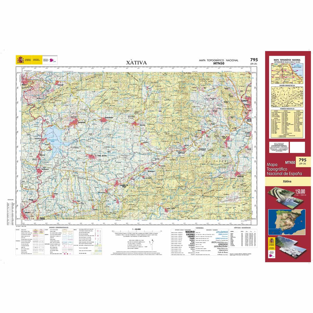 Carte topographique de l'Espagne - Xátiva, n° 0795 | CNIG - 1/50 000 carte pliée CNIG 