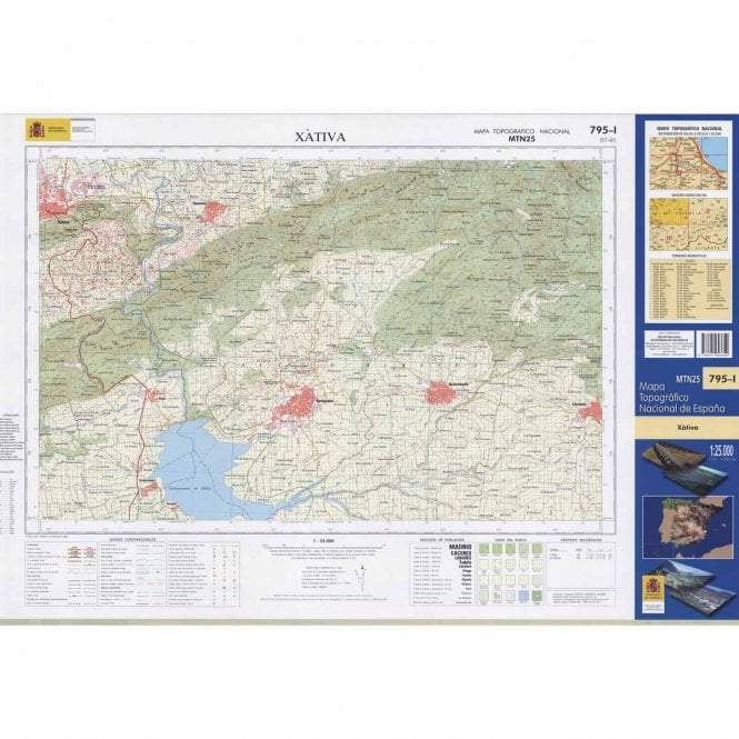 Carte topographique de l'Espagne - Xàtiva, n° 0795.1 | CNIG - 1/25 000 carte pliée CNIG 