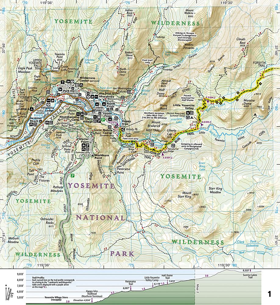 Carte topographique du John Muir Trail (Californie) | National Geographic carte pliée National Geographic 