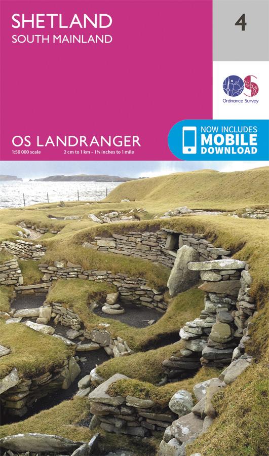 Carte topographique n° 004 - Shetland - South Mainland (Grande Bretagne) | Ordnance Survey - Landranger carte pliée Ordnance Survey 