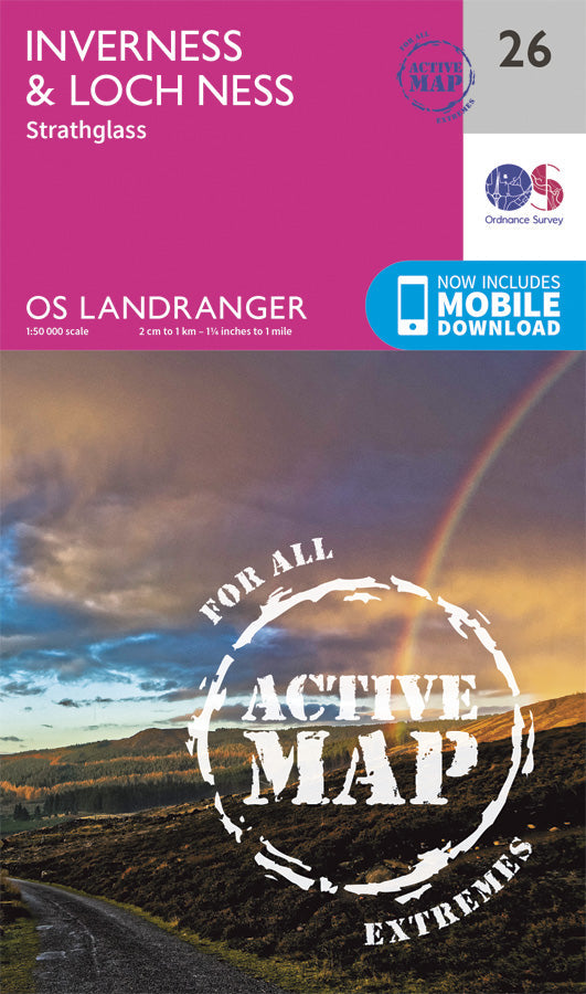 Carte topographique n° 026 - Inverness, Loch Ness (Grande Bretagne) | Ordnance Survey - Landranger carte pliée Ordnance Survey Plastifiée 