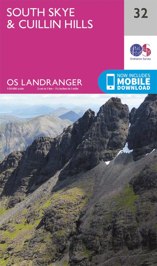 Carte topographique n° 032 - South Skye, Cuillin Hills (Grande Bretagne) | Ordnance Survey - Landranger carte pliée Ordnance Survey 