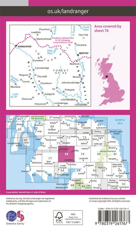Carte topographique n° 078 - Nithsdale, Annandale (Grande Bretagne) | Ordnance Survey - Landranger carte pliée Ordnance Survey Papier 