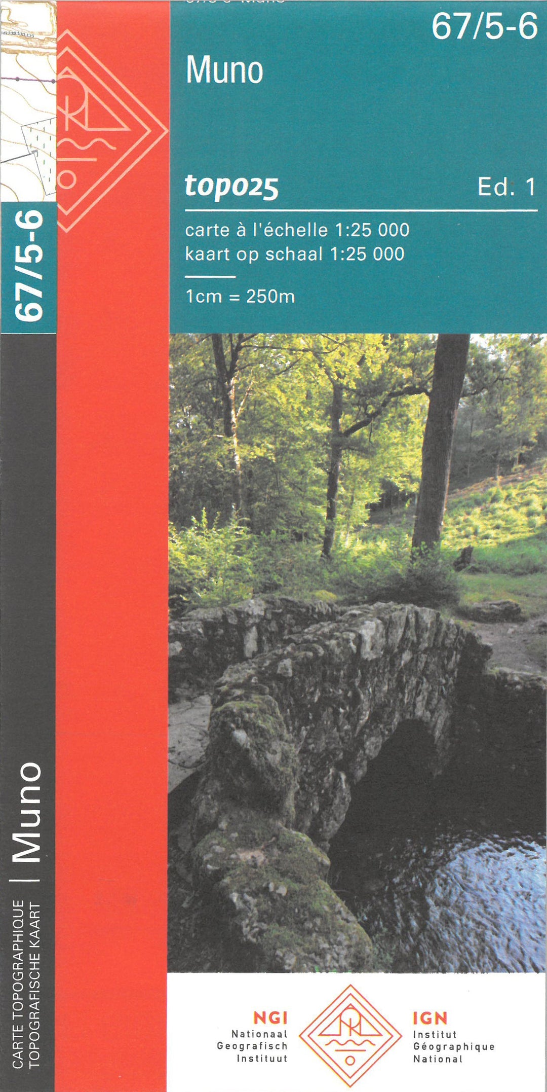 Carte topographique n° 67/5-6 - Muno (Belgique) | NGI topo 25 carte pliée IGN Belgique 