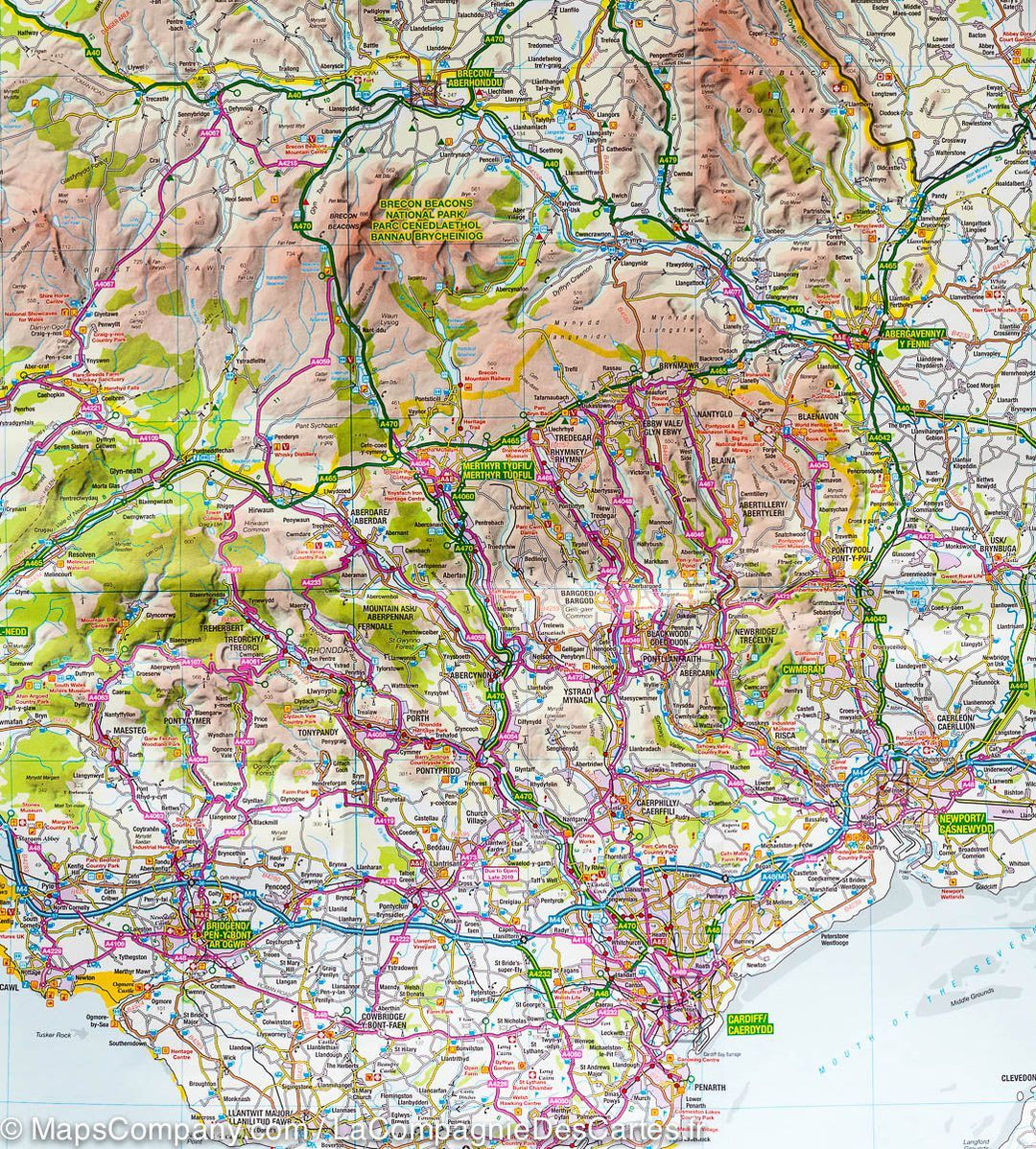 Carte touristique - Sud & centre du Pays de Galles - Tour 11 | Ordnance Survey carte pliée Ordnance Survey 