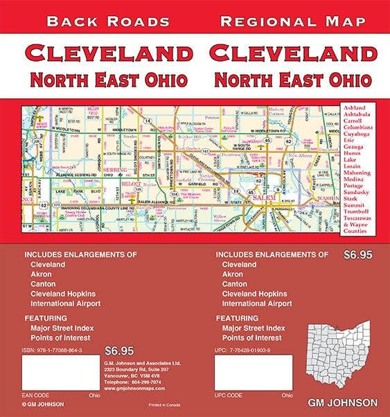 Cleveland and Northeast Ohio : regional map = Cleveland and Northeast Ohio : back roads | GM Johnson carte pliée 