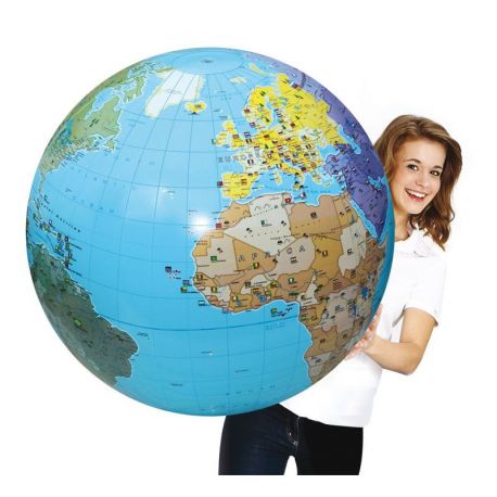 Globe gonflable XXL de 85 cm - Monde politique, en anglais (6 ans et +) | Calytoys globe Calytoys 