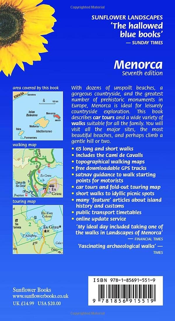 Guide de randonnées (en anglais) - Menorca | Sunflower guide petit format Sunflower 