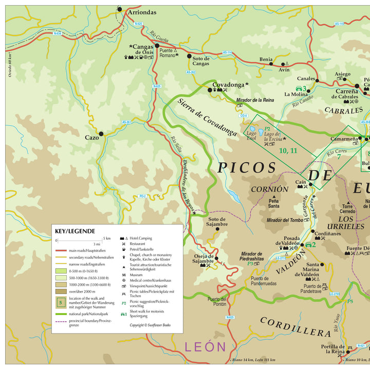 Guide de randonnées (en anglais) - Picos de Europa | Sunflower guide de randonnée Sunflower 