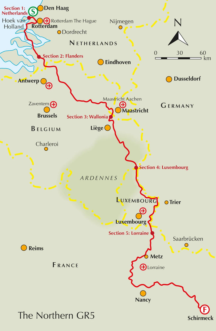 Guide de randonnées (en anglais) - The GR5 Trail (Benelux and Lorraine) : The North Sea to Schirmeck in the Vosges mountains | Cicerone guide de randonnée Cicerone 