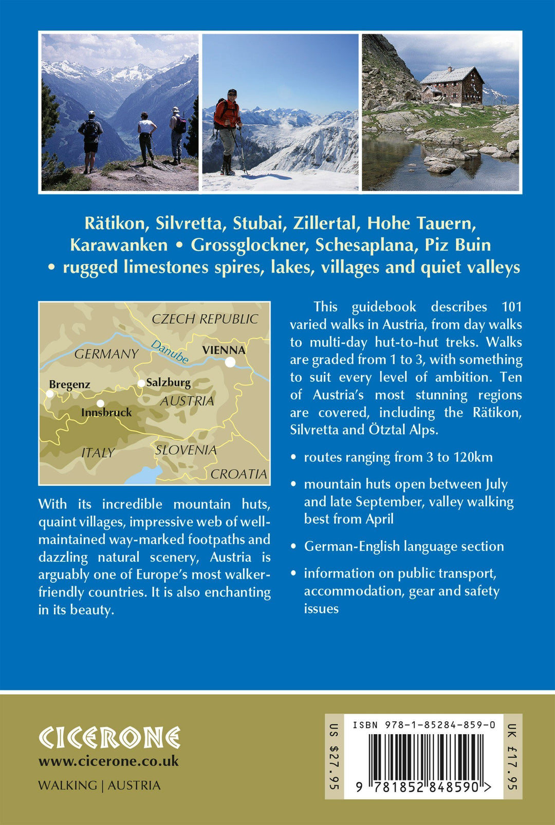 Guide de randonnées (en anglais) - Walking in Austria : 101 Routes - Day Walks, Multi-Day Treks and Classic Hut-to-Hut Tours | Cicerone guide de randonnée Cicerone 