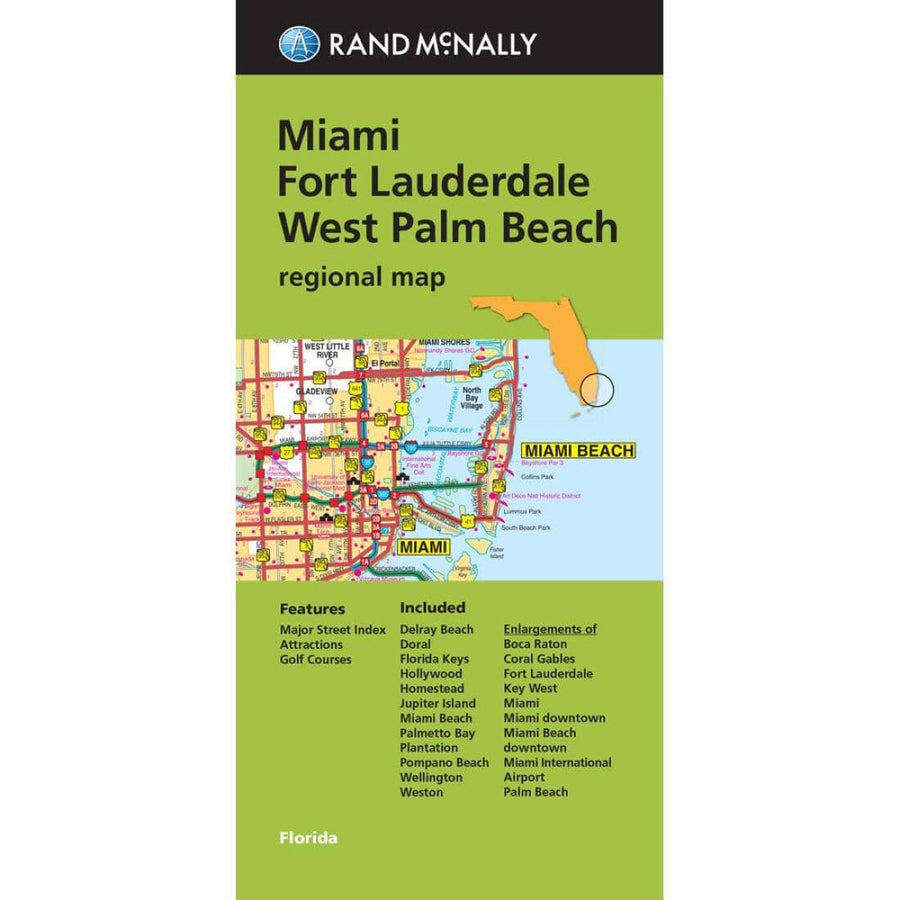 Miami : Ft Lauderdale : West Palm Beach : regional map | Rand McNally carte pliée 