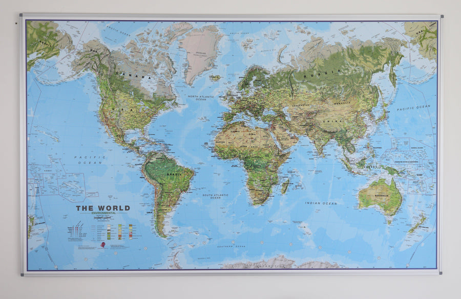 Panneau épinglable (en anglais) - Monde environnemental - 198 x 123 cm | Maps International panneau épinglable Maps International 
