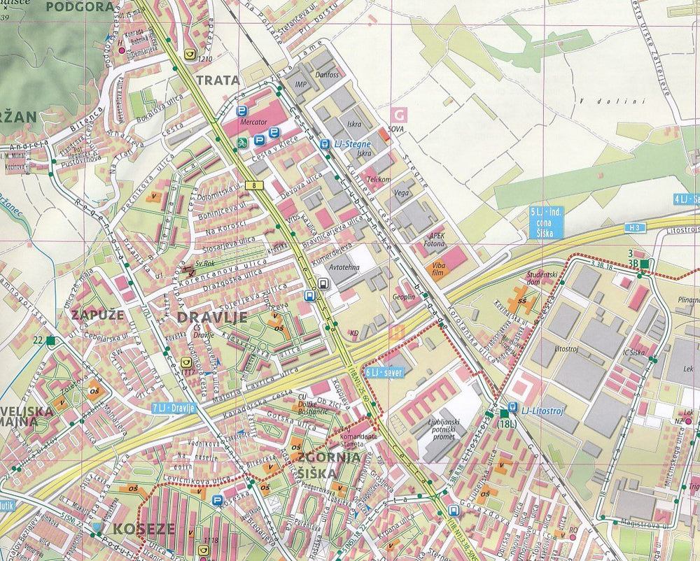 Plan de ville - Ljubljana (Slovénie) | Kartografija carte pliée Kartografija 