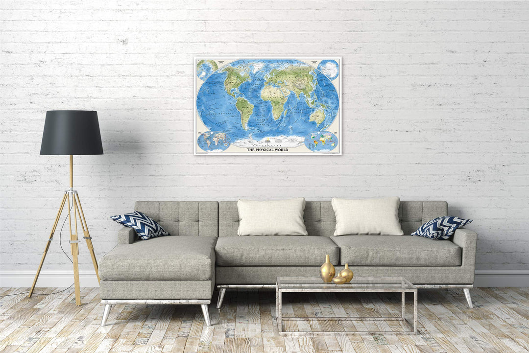 Poster (en anglais) - Monde physique - 116 x 77 cm (format standard) | National Geographic carte murale petit tube National Geographic 