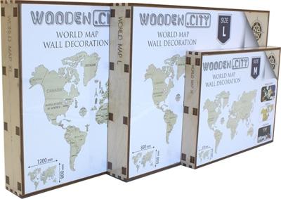 Puzzle en bois - Carte du monde, à monter soi-même - couleur naturelle | Wooden City carte murale grand tube Wooden City 