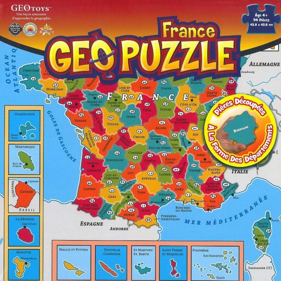 Puzzle géographique - La France (94 pièces) pour enfants 4 ans et + | Geotoys puzzle Geotoys 