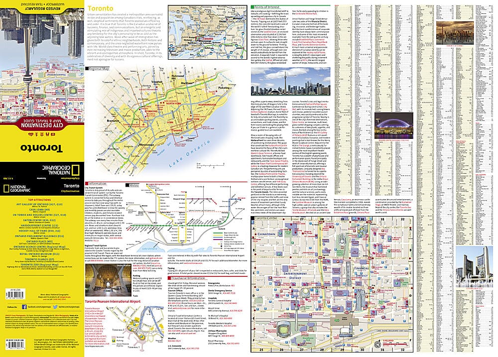 Toronto, Ontario City Destination : Carte et guide de voyage | National Geographic Maps carte pliée National Geographic 