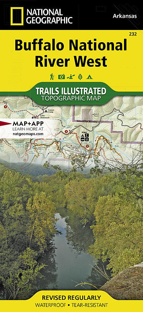 Trails Map of Buffalo National River -West (Arkansas), # 232 | National Geographic carte pliée National Geographic 