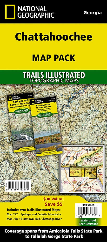 Trails Map of Chattahoochee National Forest, # 777, 778 (Pack Bundle) | National Geographic carte pliée National Geographic 
