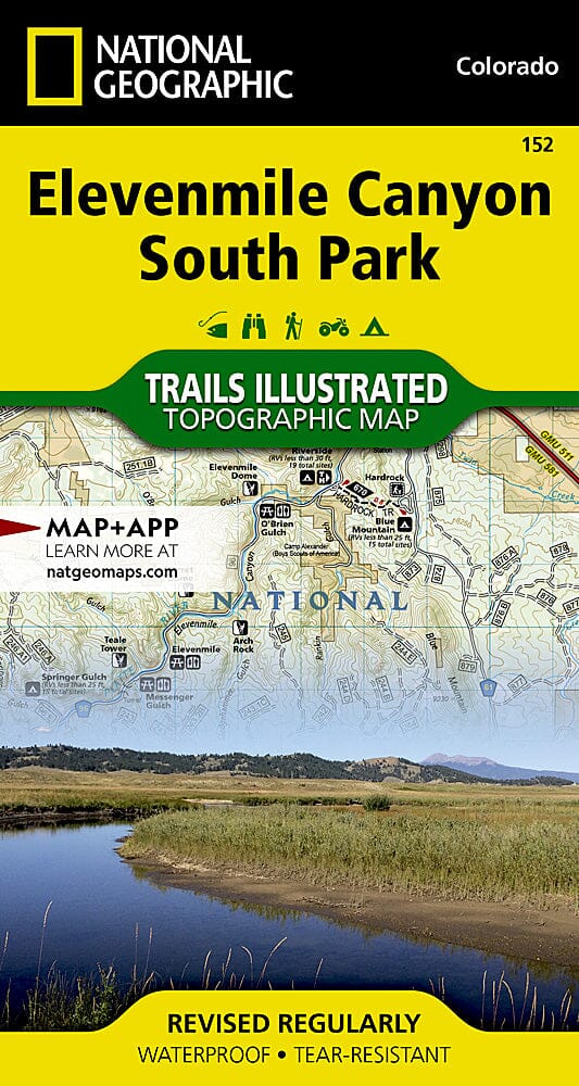 Trails Map of Elevenmile Canyon & South Park (Colorado), # 152 | National Geographic carte pliée National Geographic 